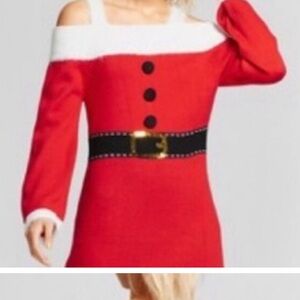 Xhilaration Red and White Kids Dress with Black Belt